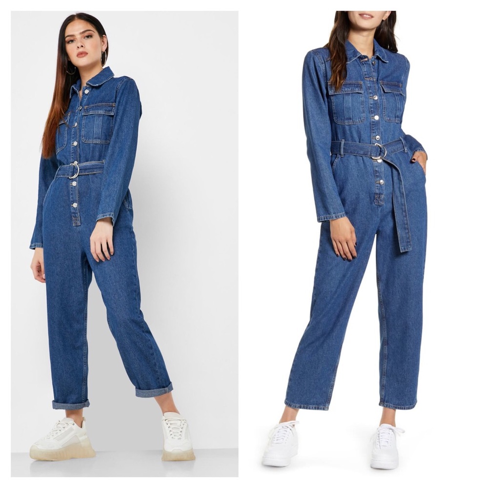 NWT Topshop Denim Boiler Suit Blue Jumpsuit 4